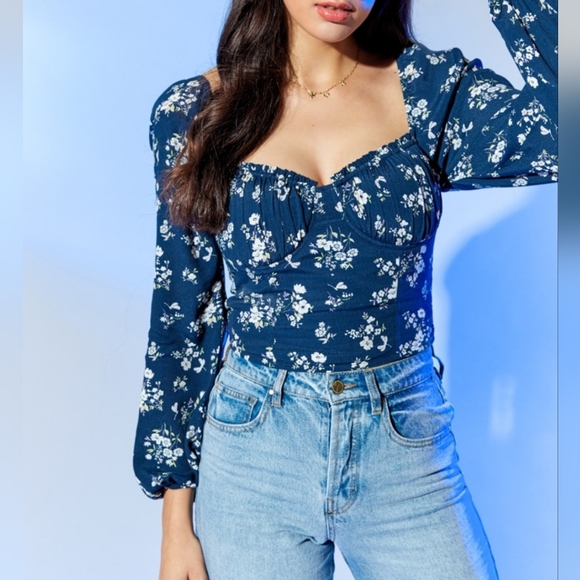 NWT Kenzie Floral Corset Blouse sweetheart neck - Picture 15 of 15